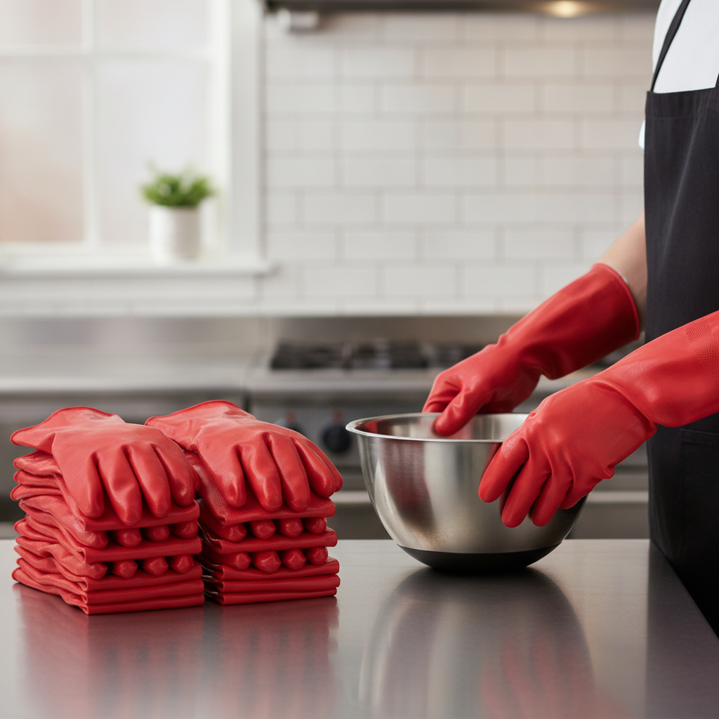 PVC Coated Gauntlets 27cm for Kitchen Hygiene (Pack of 12)