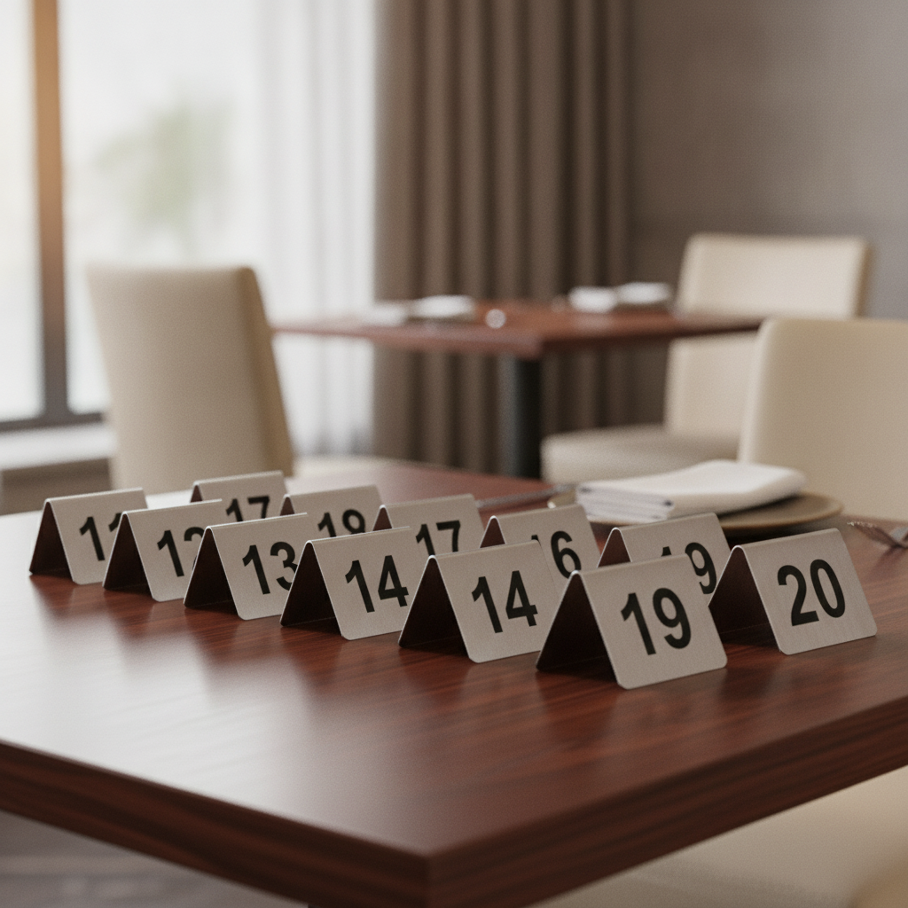 Stainless Steel Table Numbers 11-20 for Restaurants (Pack of 10)