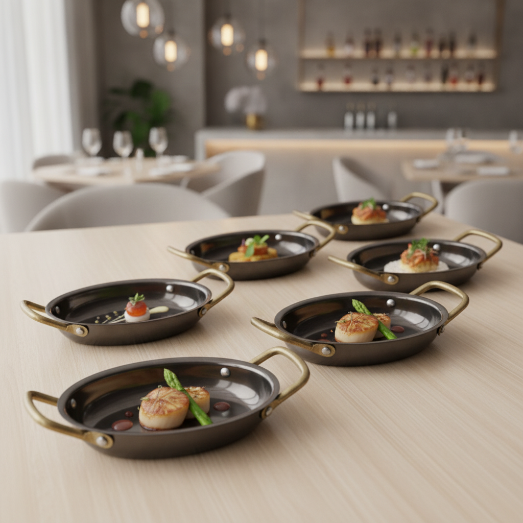Stainless Steel Oval Dishes Black 165x125mm for Table Presentation (Pack of 6)