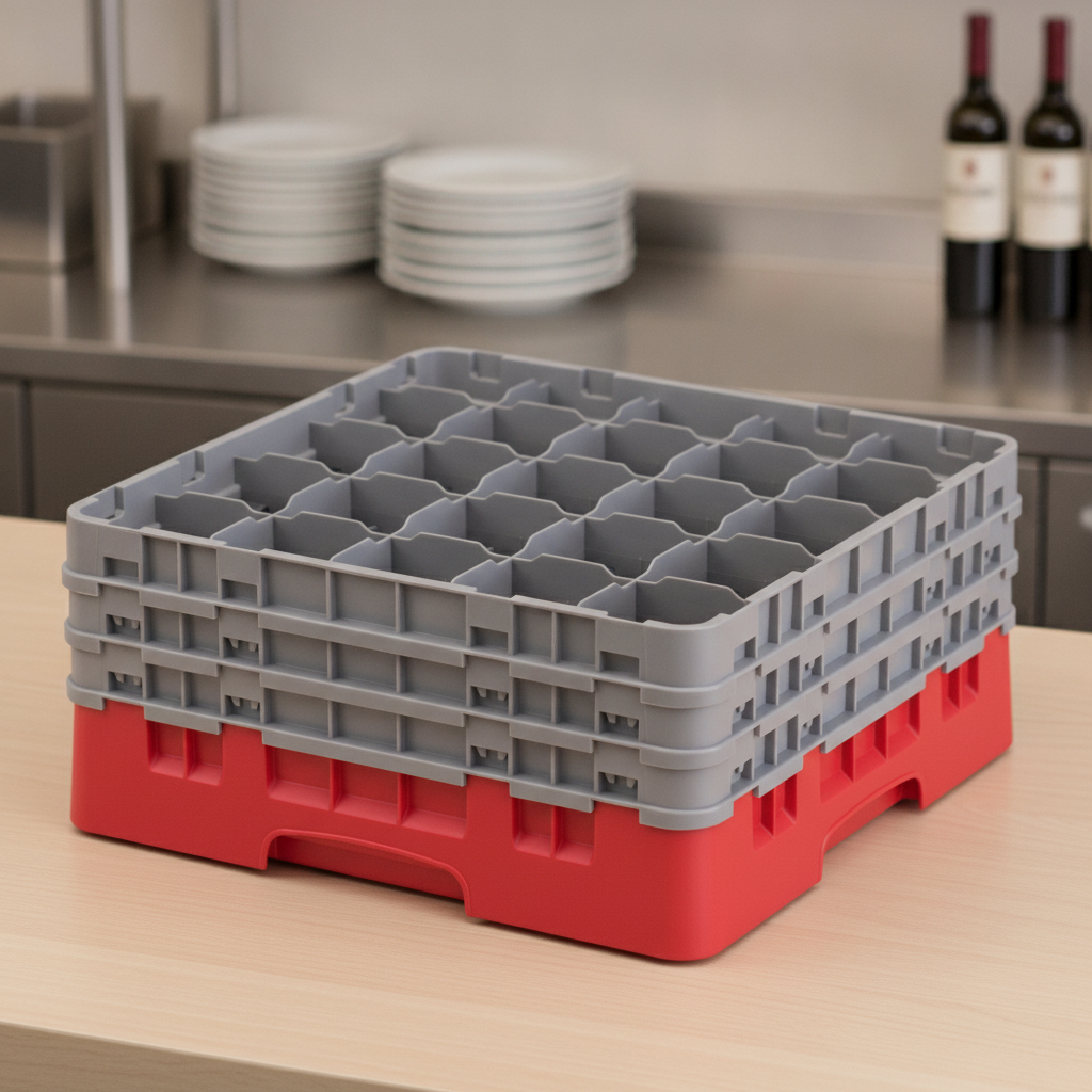 Polypropylene Red Camrack with 25 Compartments for Safe Transport