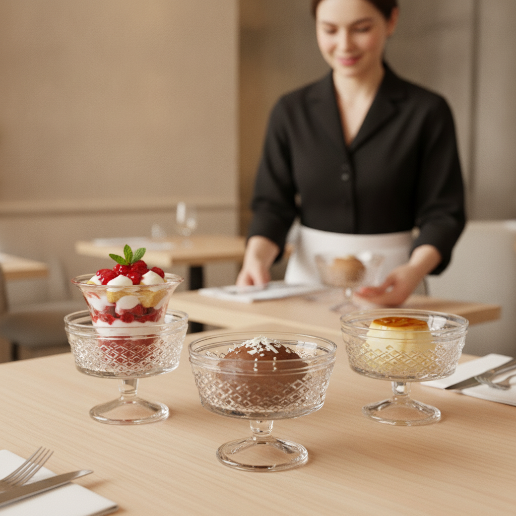 Clear Glass Dessert Dishes 250ml for Serving Sweet Treats (Pack of 24)