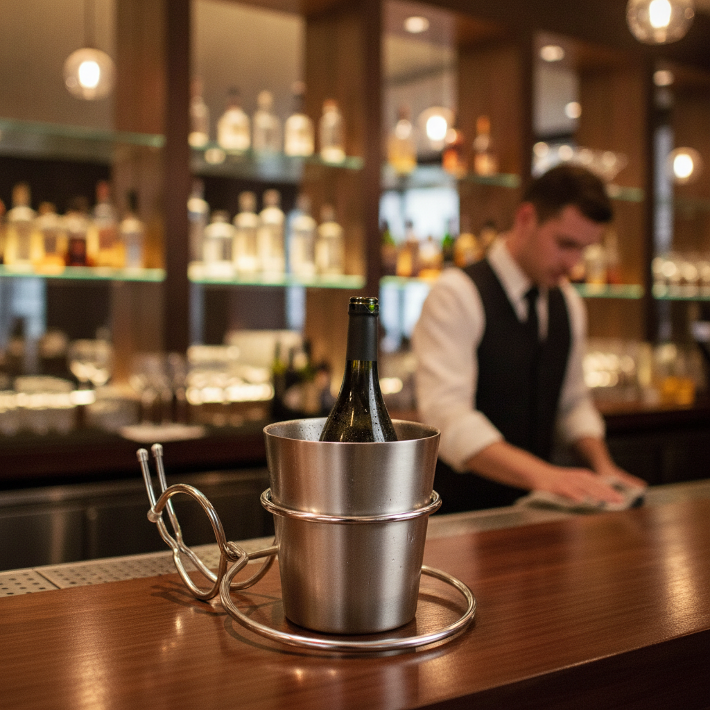 Stainless Steel Mountable Wine Cooler Holder 425mm for Restaurants & Bars