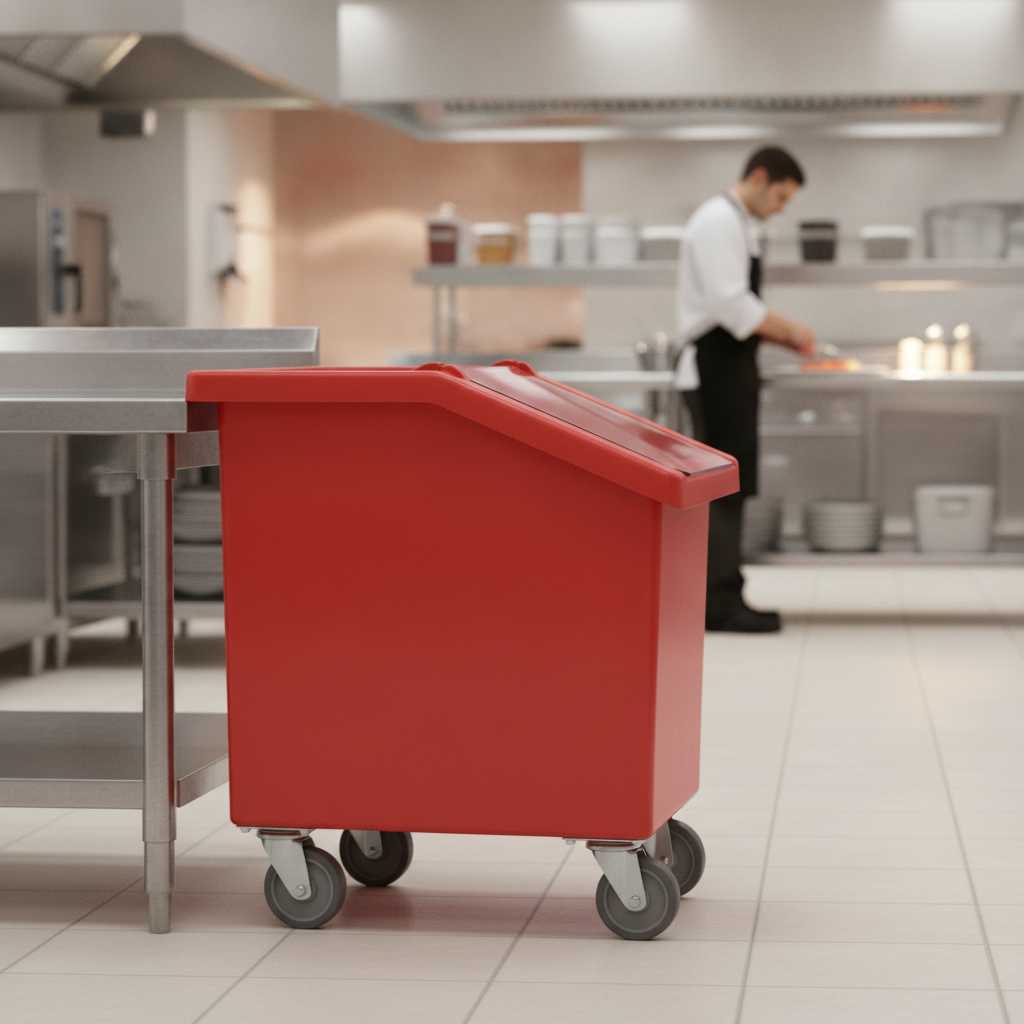 Polyethylene Mobile Ingredient Bin 90L for Food Storage