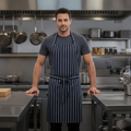Polycotton Blue Butcher's Stripe Bib Apron XL for Kitchen Use