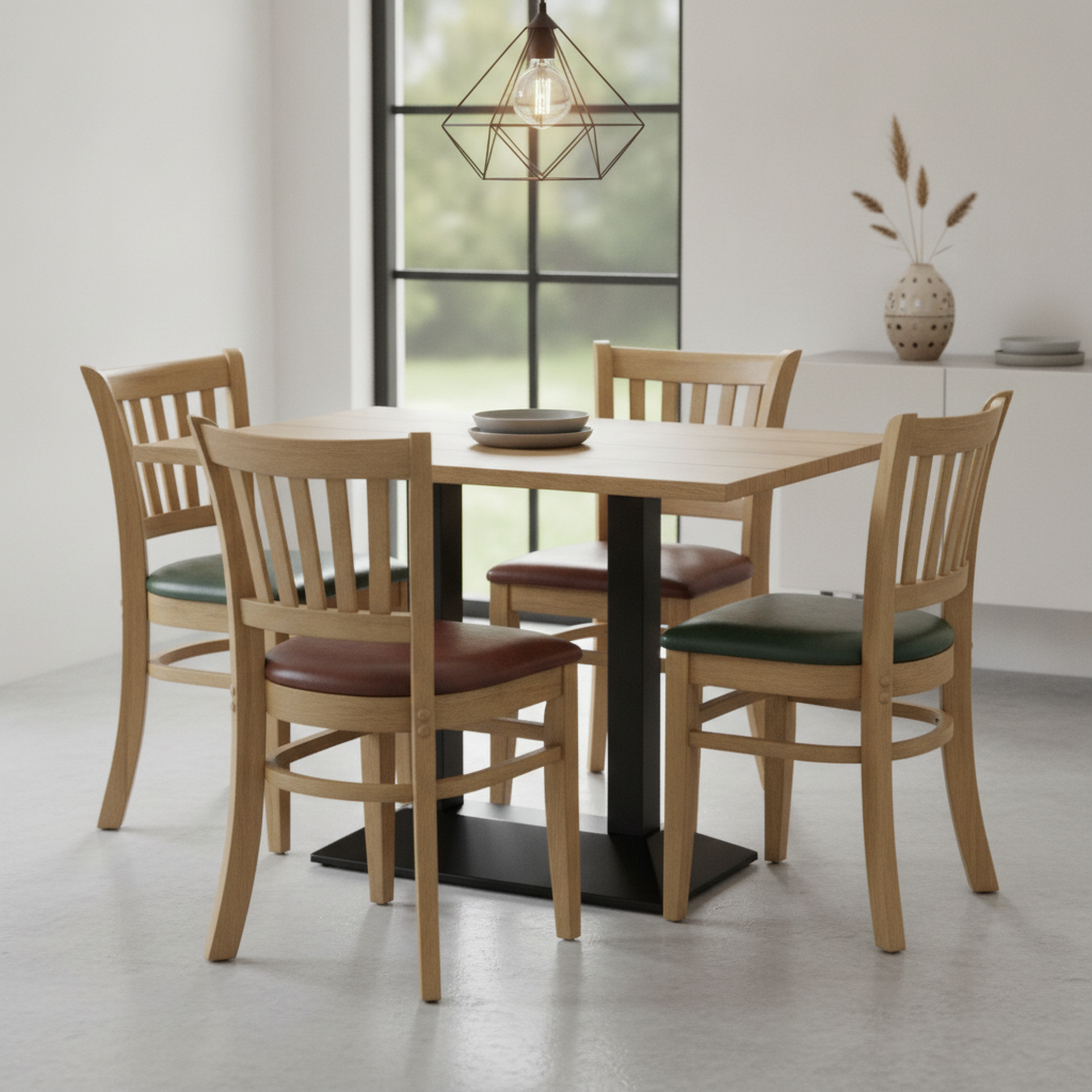 Rubber Wood Dining Table with 4 Chairs 750mm for Home & Dining