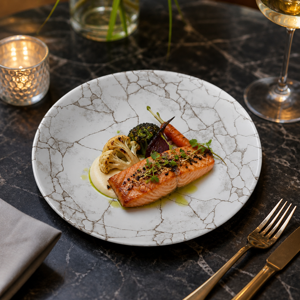 Coupe Plates 217mm Grey Porcelain for Food Presentation (Pack of 12)