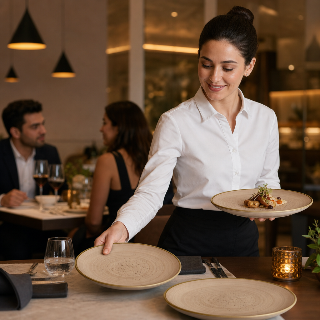 Walled Plates 260mm Vitrified Ceramic for Modern Tabletop (Pack of 6)