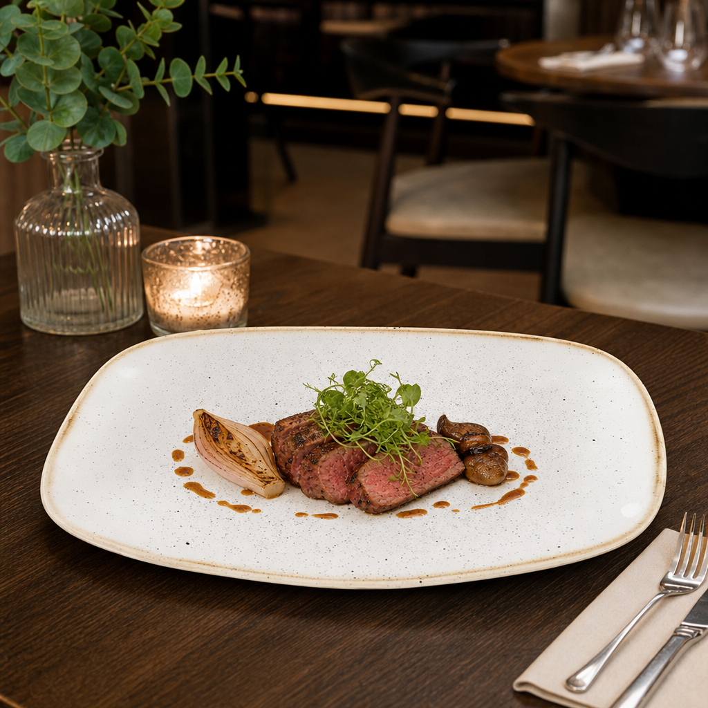 Rectangular Plates White Vitrified Ceramic for Elegant Dining (Pack of 12)