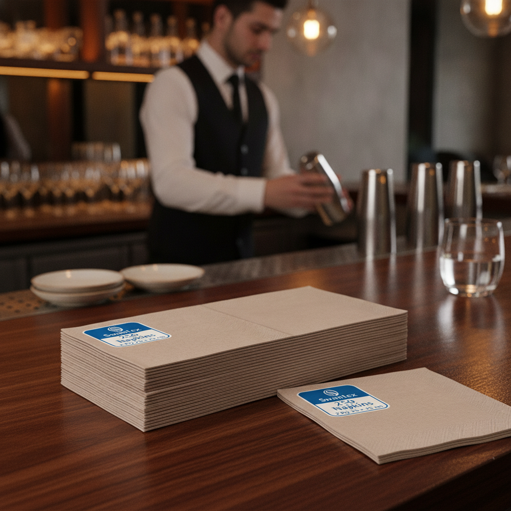 Compostable Kraft Paper Cocktail Napkins 25x25cm for Events (Pack of 2000)