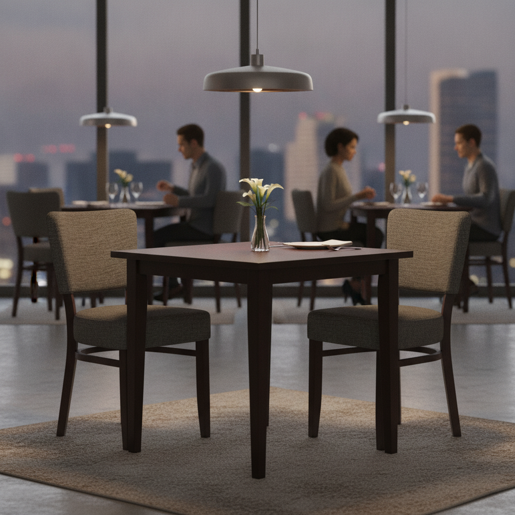 Rubber Wood Dining Table with 2 Oregon Chairs 750mm for Hospitality Settings