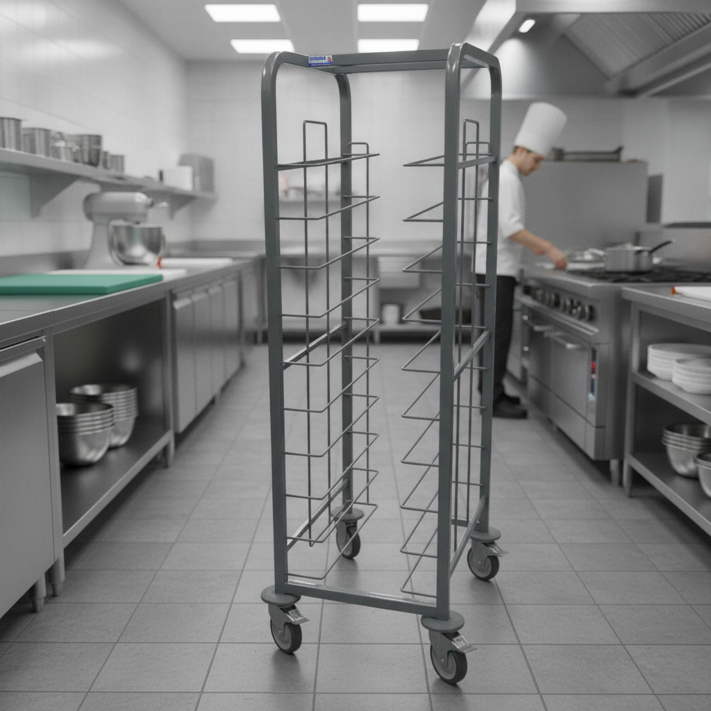 Steel 10-Shelf Tray Clearing Trolley for Catering Use