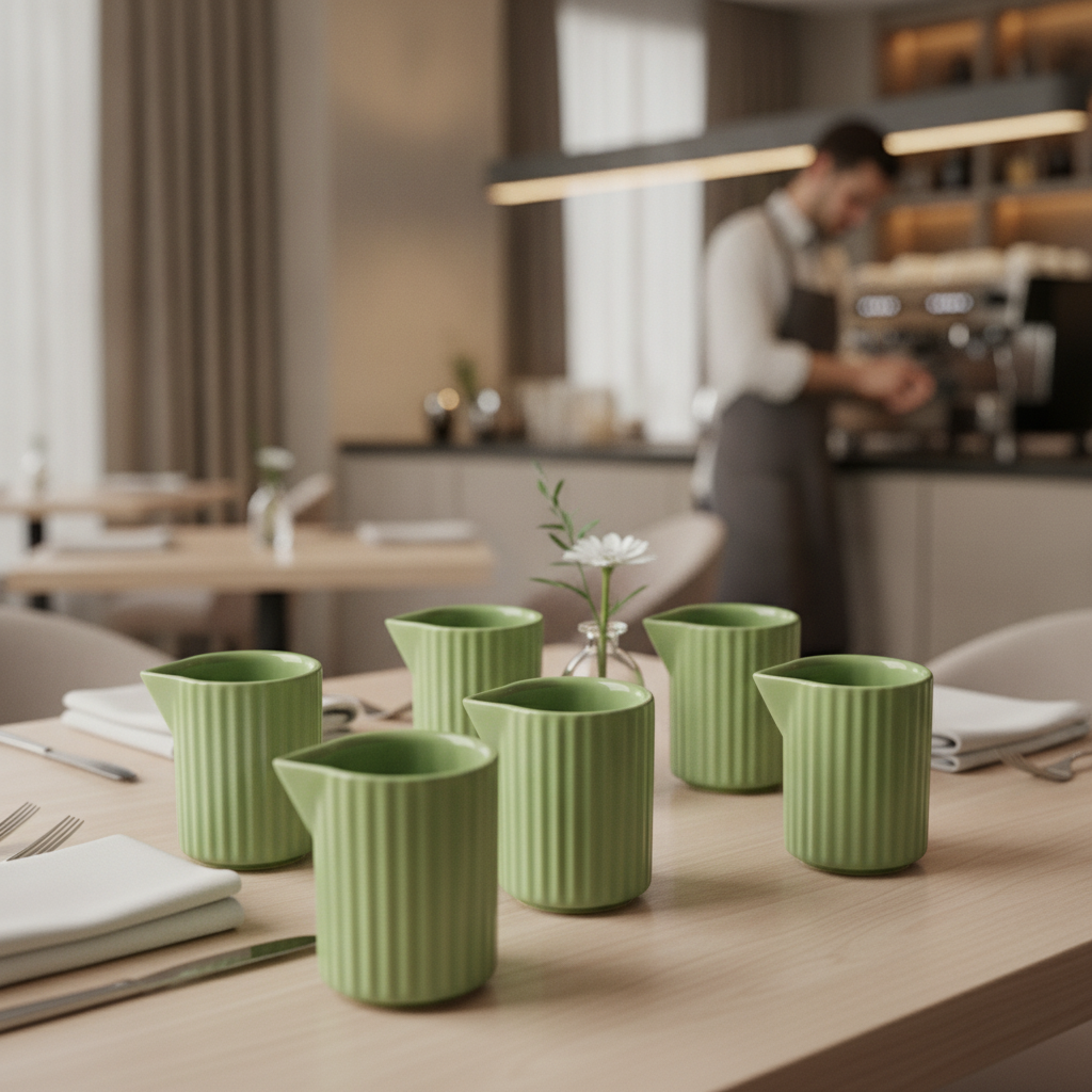 Porcelain Jug 40ml in Sage Green for Tabletop Serving (Pack of 6)