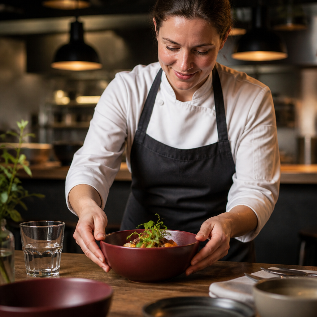 Porcelain Deep Bowls in Red 155mm for Cafés and Gastropubs