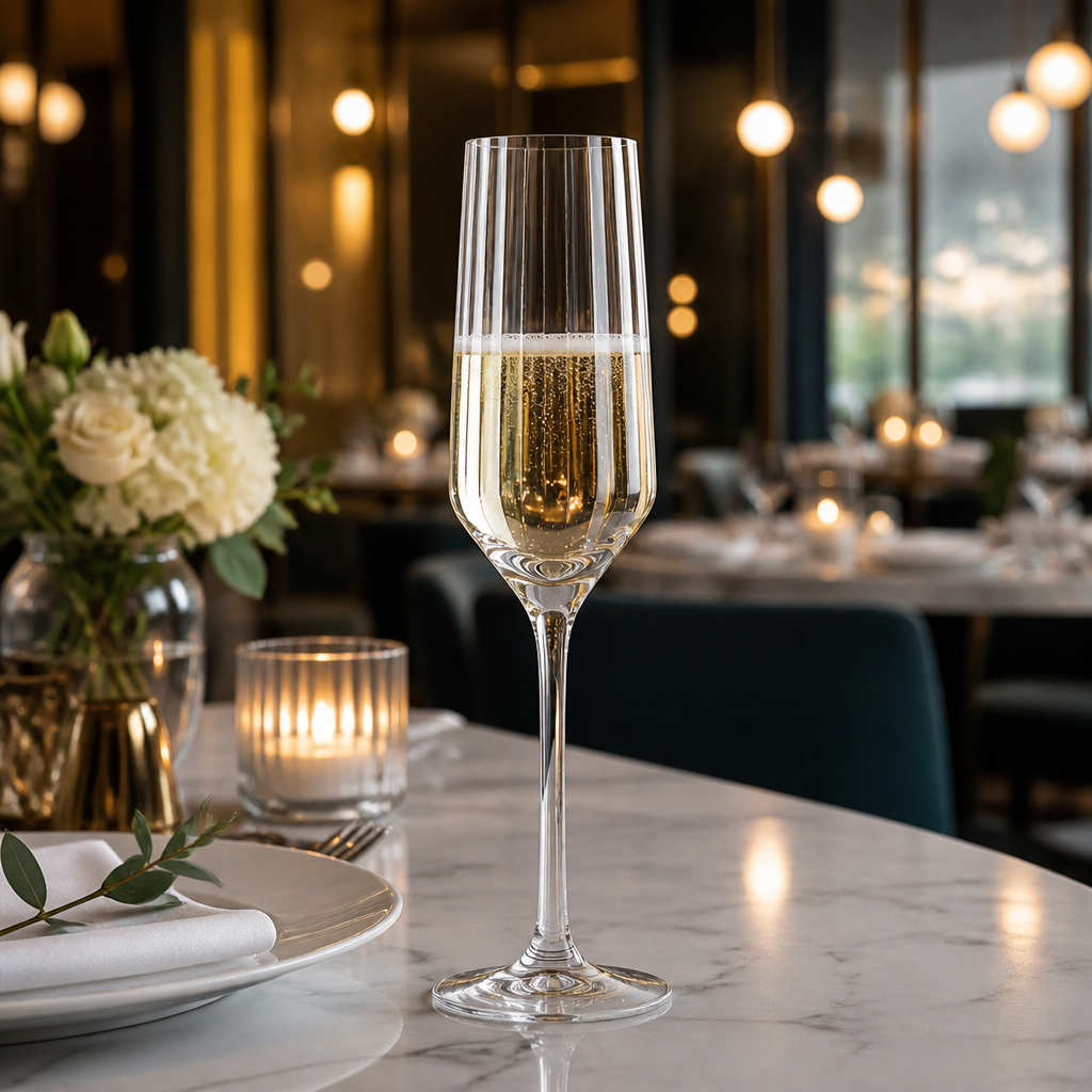 Glass Champagne Flutes 225ml for Bars & Restaurants (Pack of 6)