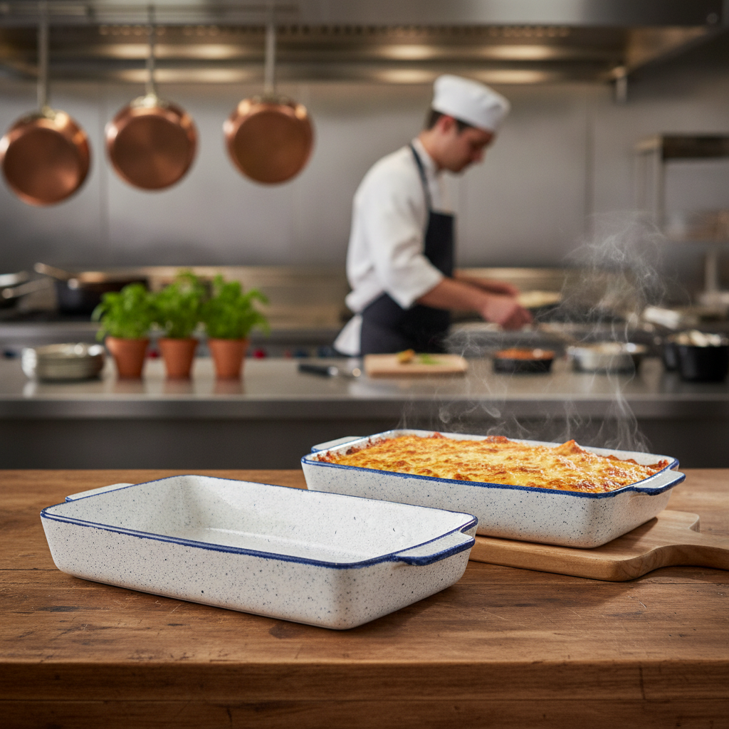 Super Vitrified Ceramic Indigo Rectangular Baking Dishes 6L for Serving & Baking (Pack of 2)
