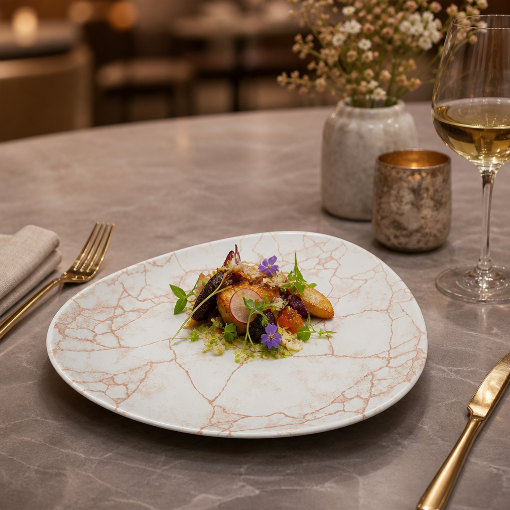 Plates 178mm Coral Porcelain for Hospitality Use (Pack of 12)