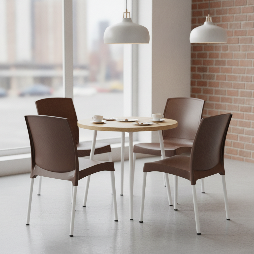 Polypropylene Side Chairs Brown 825mm for Cafés & Restaurants (Pack of 4)
