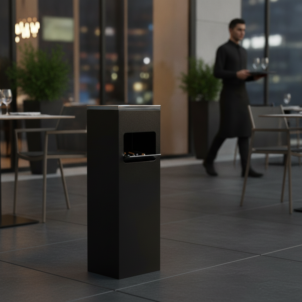 Stainless Steel Square Cigarette Bin 10L for Outdoor Areas