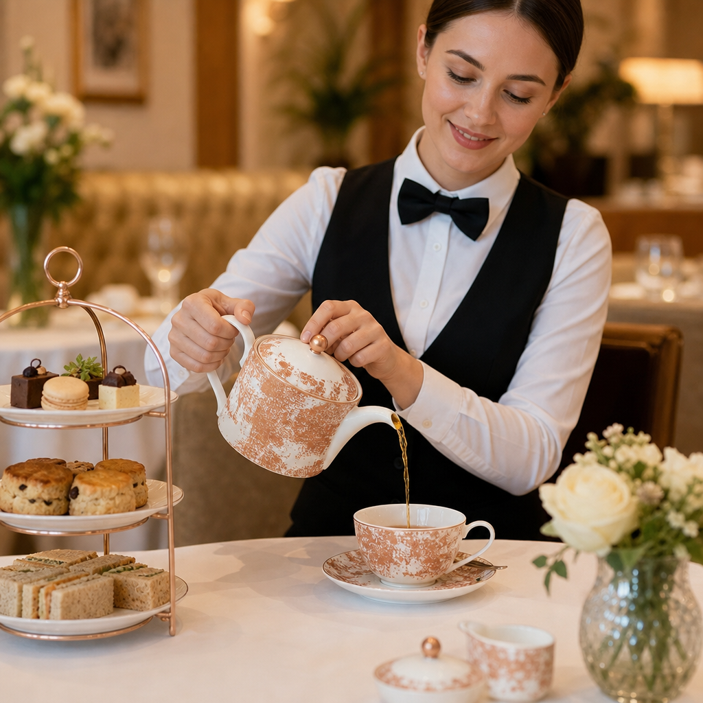 Fine Bone China Copper Teapot 1.05L for Afternoon Tea