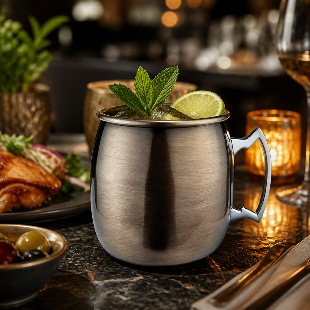 Stainless Steel Curved Moscow Mule Mug 500ml for Serving Cocktails