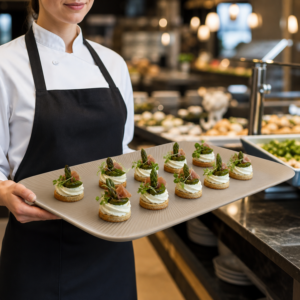 GN Tray 1/1 530x325mm Sand Melamine for Catering & Hospitality