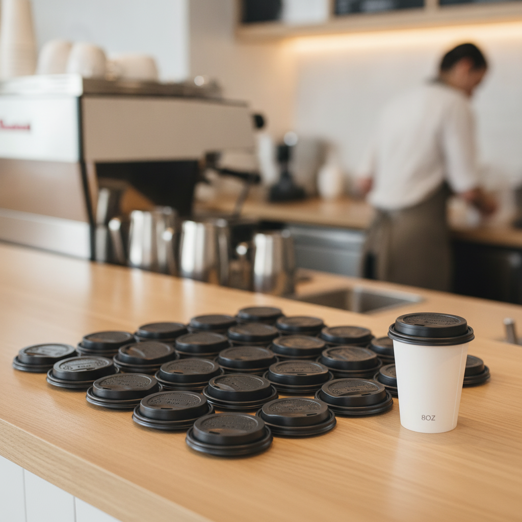 CPLA Compostable Lids for 8oz Hot Cups Ideal for Cafés (Pack of 50)