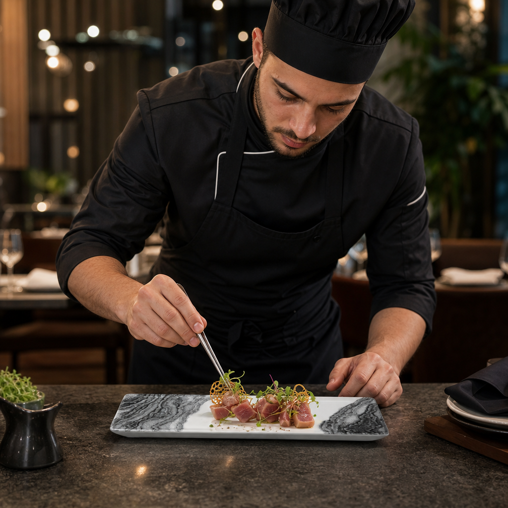 Oblong Plates x 300 90mm Black Vitrified Ceramic for Modern Hospitality (Pack of 6)