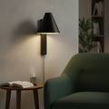 Metal Black Indoor Wall Light with USB-C Charging for Reading Areas