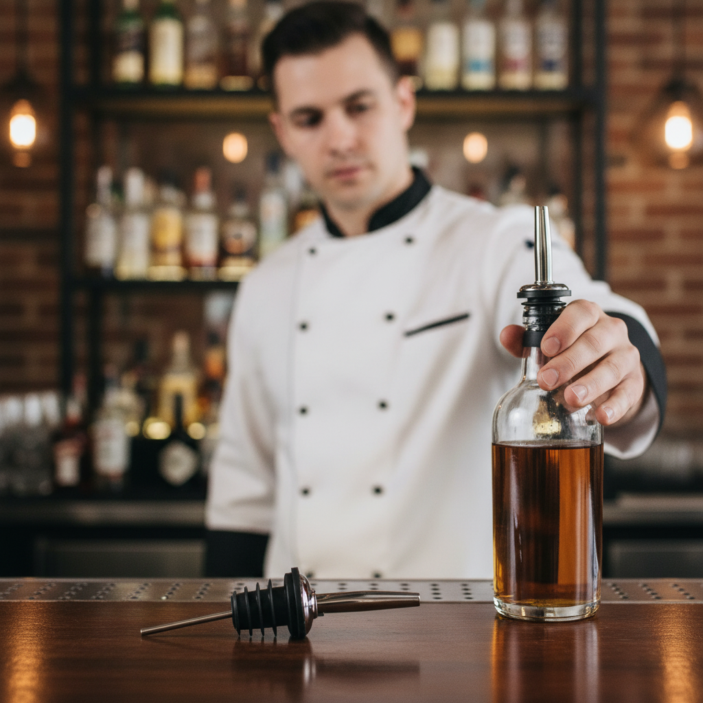Stainless Steel Medium Spirit Pourer 113mm for Bars & Pubs
