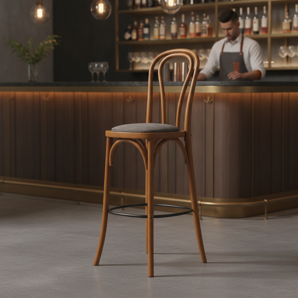 Rubber Wood Hoop Back Bar Chair 10kg for Restaurants & Bars