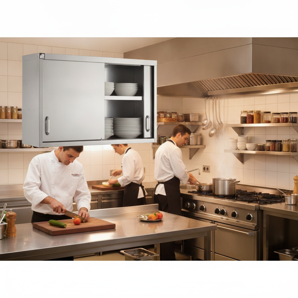 Stainless Steel Sliding Door Wall Cupboard 1500mm for Commercial Kitchens