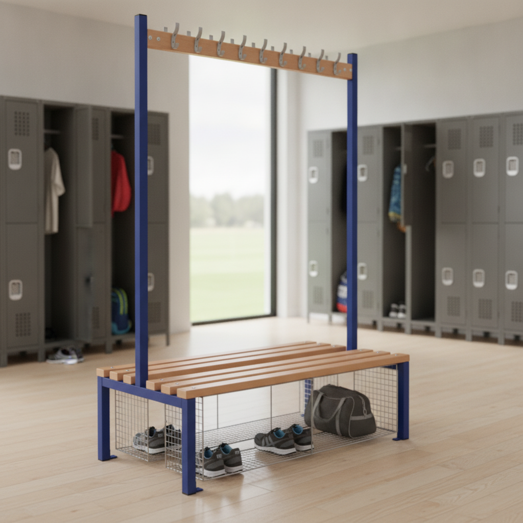 Powder Coated Steel Double-sided Island Seating for Schools & Gyms