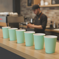 Cardboard Turquoise Coffee Cups 225ml for Hot Drinks Services (Pack of 50)