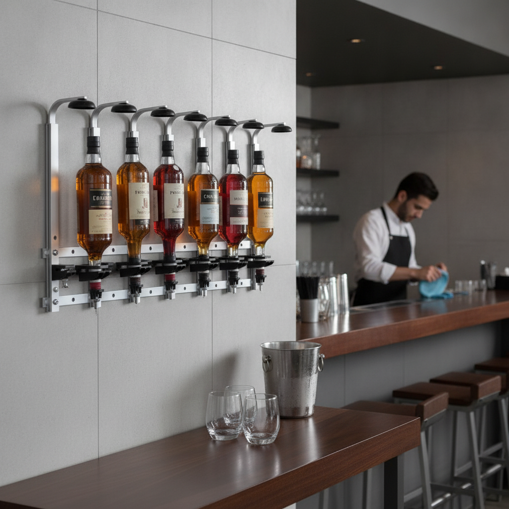 Aluminium Wall-Mounted 6-Bottle Rack 530mm for Home Bars