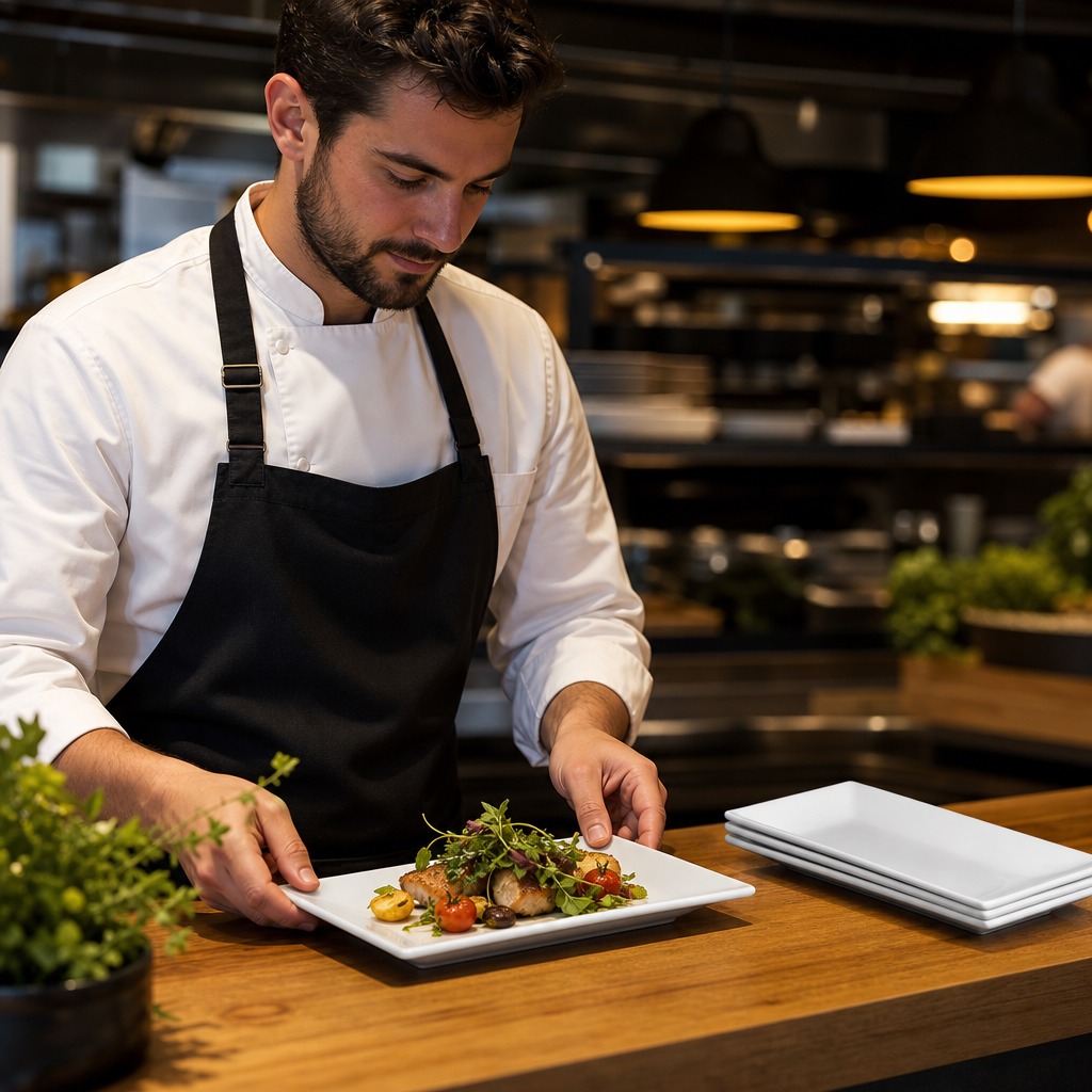 Rectangular Serving Platters 250x150mm Porcelain for Restaurants (Pack of 4)