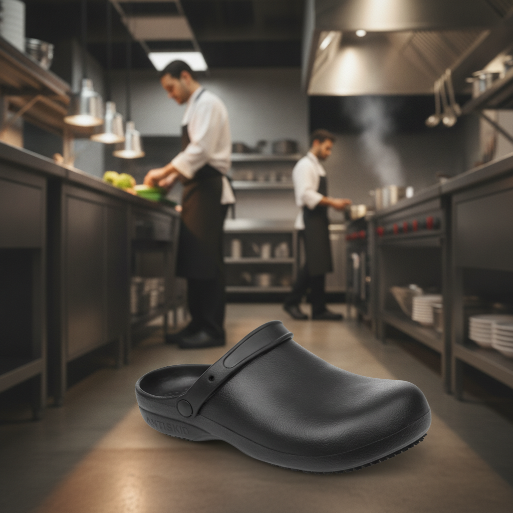 EVA Black Chefs Clogs for Kitchen Use