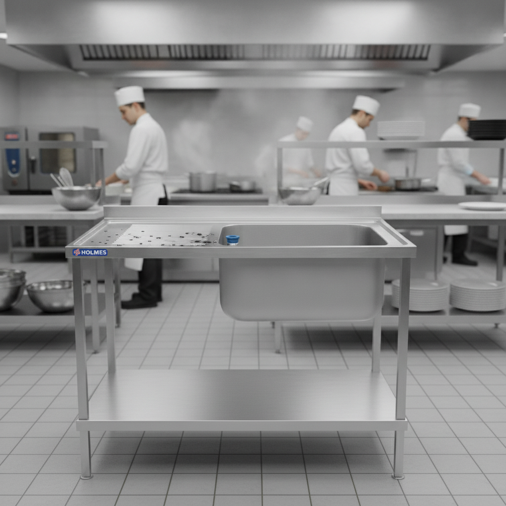 304 Stainless Steel Sink with Left Hand Drainer 1000mm for Commercial Kitchens