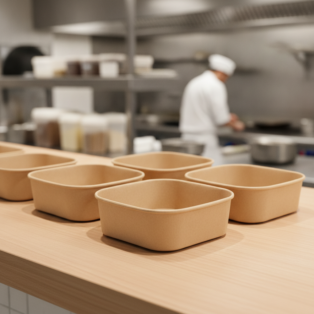 Durable Paper Square Takeaway Container 750ml to 1400ml for Food-to-Go (Pack of 300)