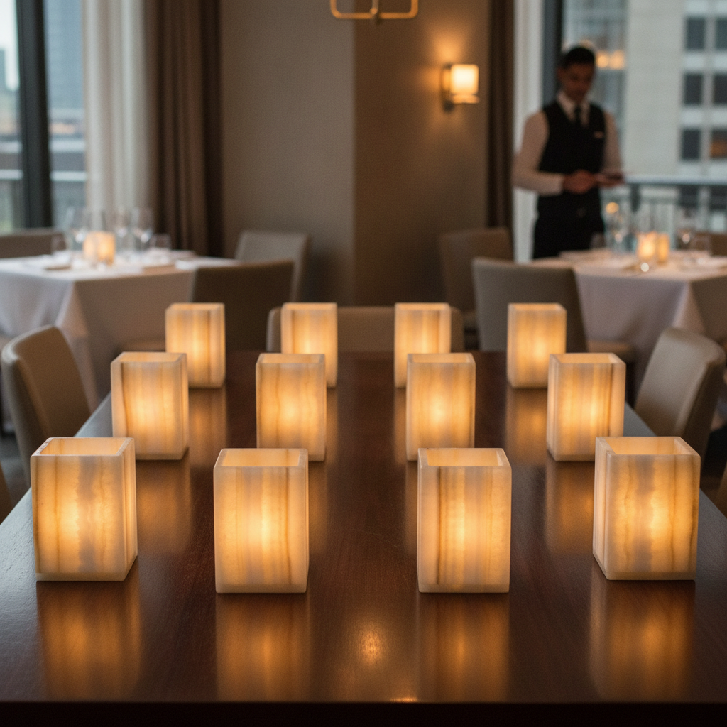 Solid Alabaster Table Lamp 57mm x 86mm for Restaurants & Events (Pack of 12)