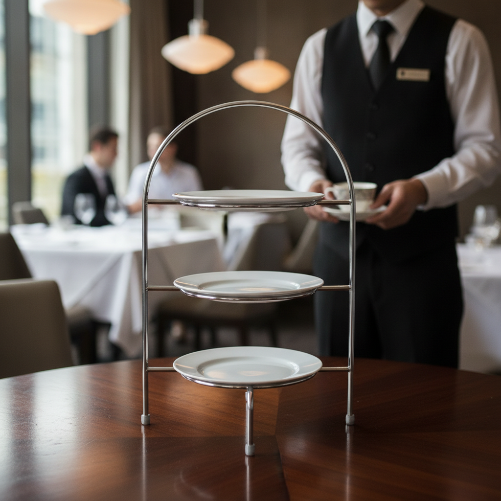 Chrome Afternoon Tea Stand for Plates Up to 270mm for Elegant Serving