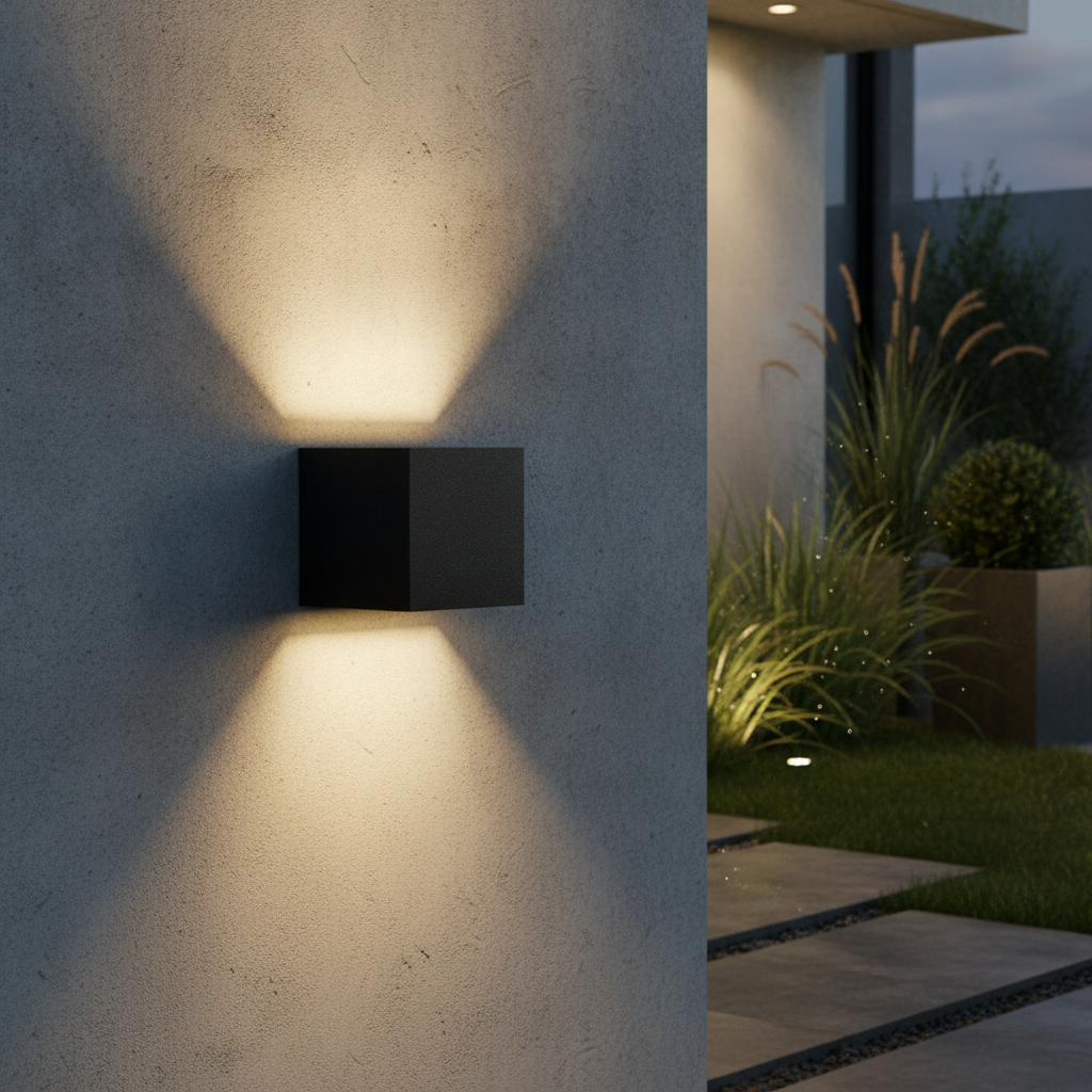 Aluminium Black Wall Light with Dual Direction Lighting for Outdoor Spaces