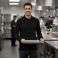 Cotton Blend Black Long Sleeve Polo for Staff Uniforms