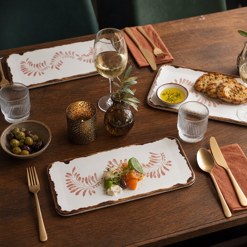 Rectangular Plates Terracotta for Eclectic Table Settings (Pack of 6)