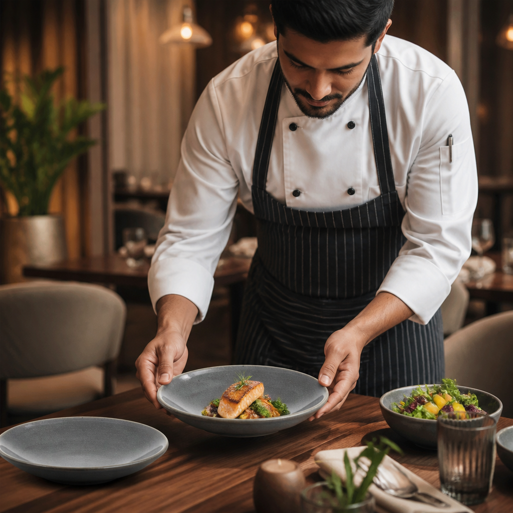 Deep Plates 243mm Vitrified Stoneware for Dining (Pack of 6)
