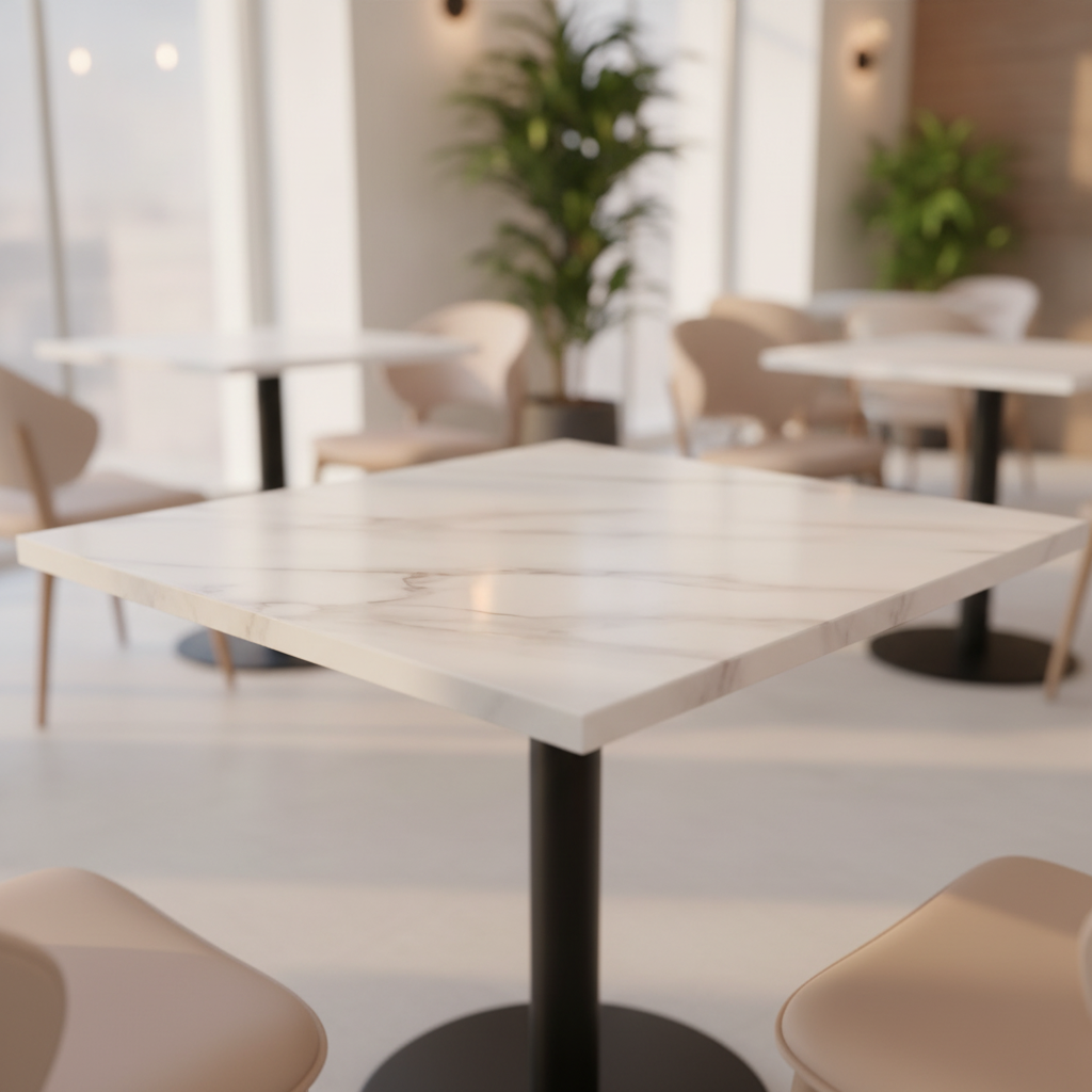 Marble Effect Square Table Top 600x600mm for Dining Areas