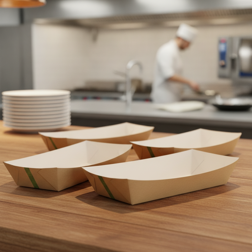 Paperboard Kraft Food Tray 240x145mm for Takeaway Serving (Pack of 600)