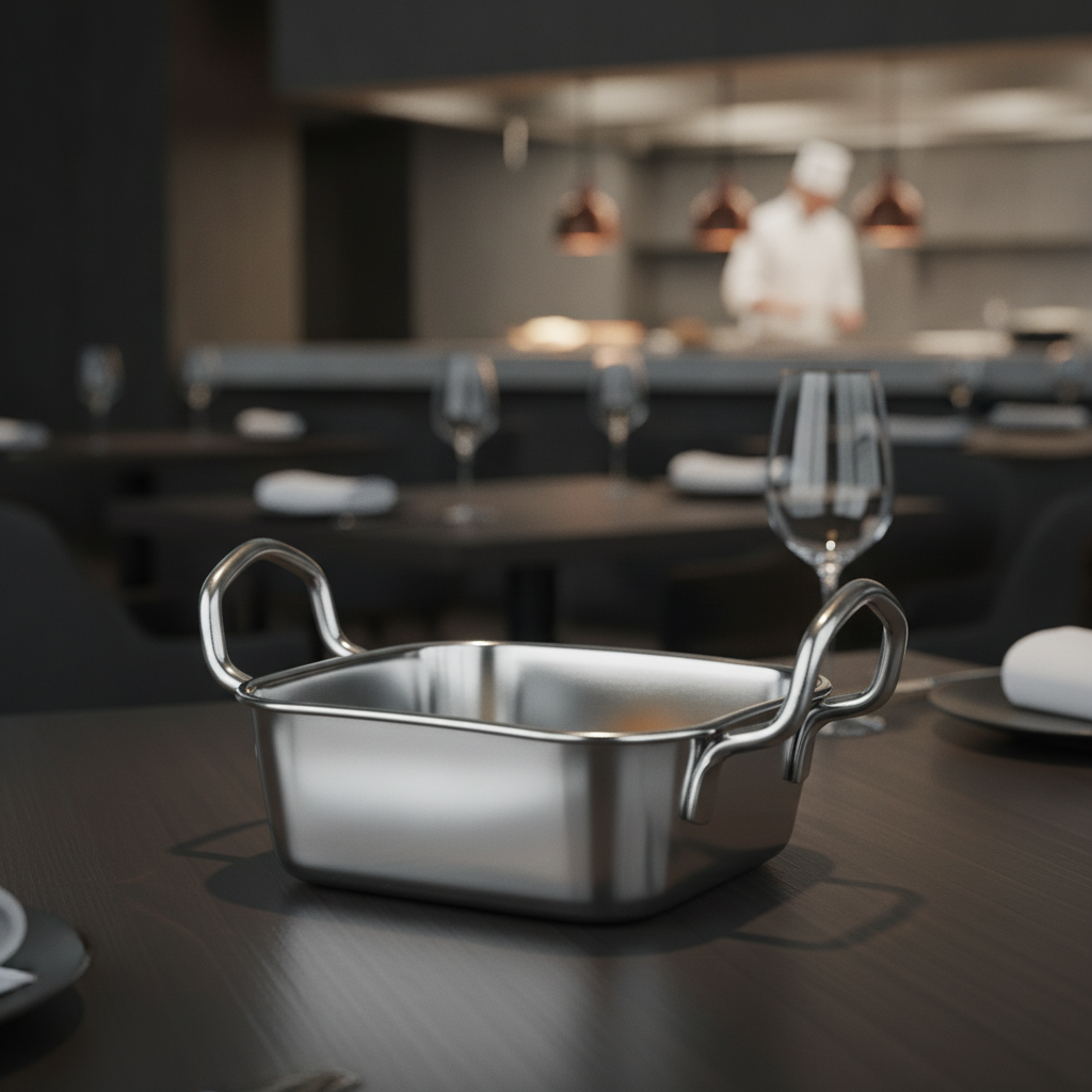 Stainless Steel Square Dish 115x115mm for Table Presentation
