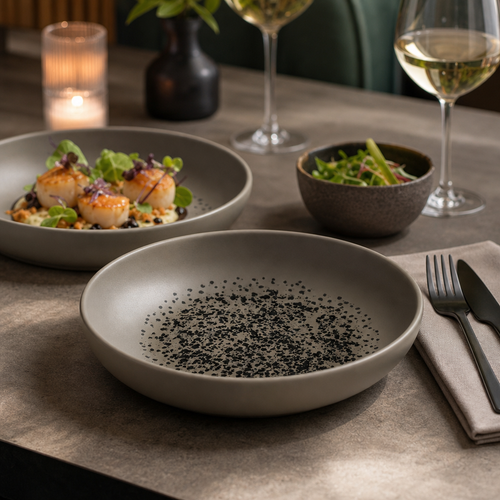 Bowls Flint 480ml Grey Porcelain for Fine Dining & Casual Settings (Pack of 6)
