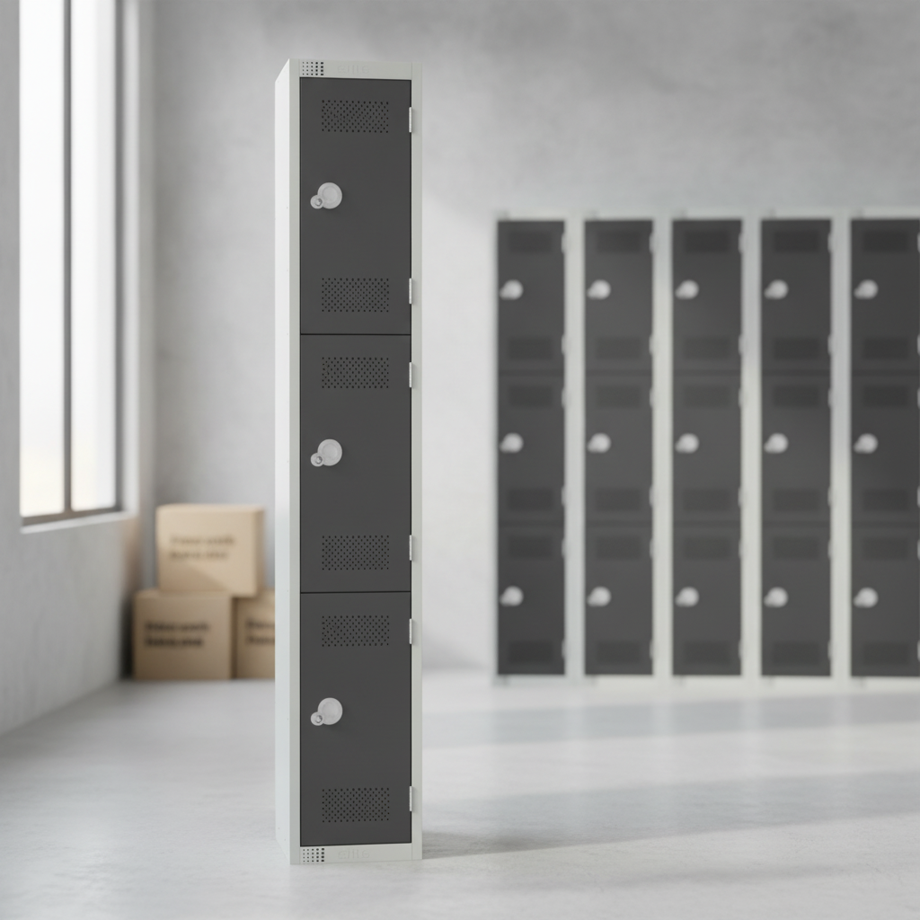 Powder Coated Steel Three Door Lockers for Secure Storage