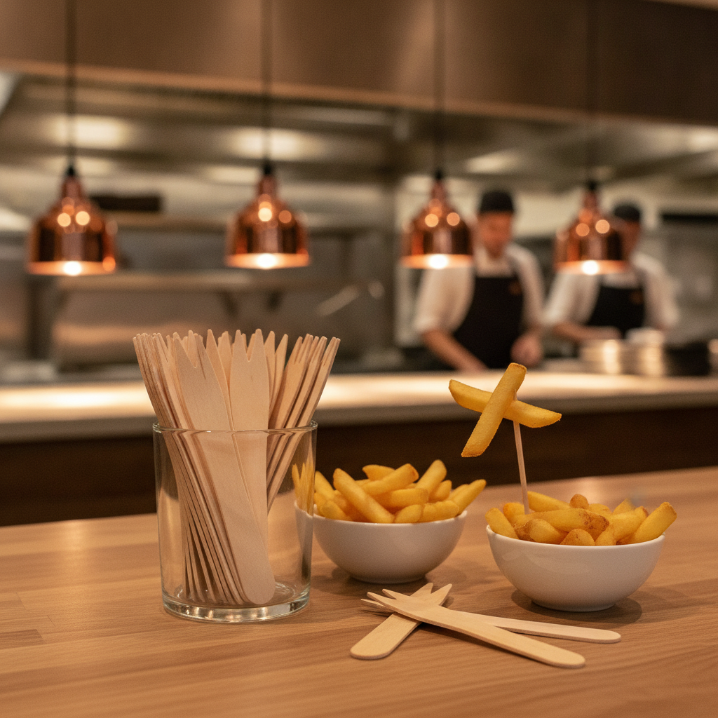 Biodegradable Wooden Chip Forks 95mm for Eco-Friendly Dining (Pack of 1000)
